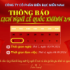 Thông Báo Lịch Nghỉ Lễ Quốc Khánh 02/09