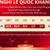 THÔNG BÁO LỊCH NGHỈ LỄ QUỐC KHÁNH 2/9