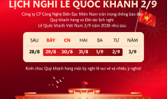 THÔNG BÁO LỊCH NGHỈ LỄ QUỐC KHÁNH 2/9